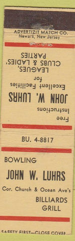 Matchbook Cover - John W Luhrs Bowling Billiards