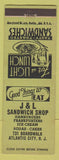 Matchbook Cover - J and L Sandwich Shop hamburgers hot dogs Atlantic City NJ