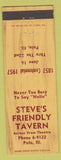 Matchbook Cover - Steve's Friendly Tavern Polo IL 1957