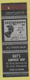 Matchbook Cover - Ray's Sandwich Shop hamburgers St Paul MN ARROW