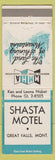 Matchbook Cover - Shasta Motel Great Falls MT