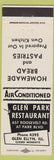 Matchbook Cover - Glen Park Restaurant Glen Ellyn IL