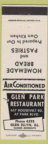 Matchbook Cover - Glen Park Restaurant Glen Ellyn IL