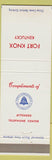 Matchbook Cover - Bell Telephone Fort Knox Kentucky KY