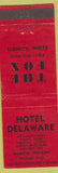 Matchbook Cover - Hotel Delaware The Fox Elgin IL Muncie IN
