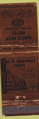 Matchbook Cover - King's Rest Motel AAA Frank Cipech Billings MT
