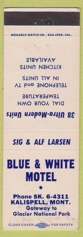 Matchbook Cover - Blue White Motel Kalispell MT Sig Alf Larsen