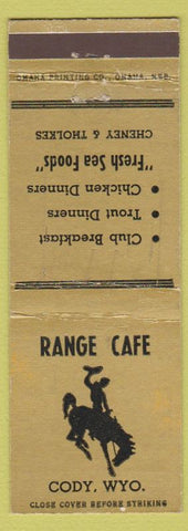 Matchbook Cover - Range Cafe Cody WY