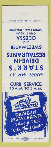 Matchbook Cover - Starr's Drive In Hamlin TX MENDING KIT?