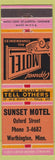 Matchbook Cover - Sunset Motel Worthington MN