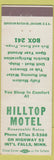 Matchbook Cover - Hilltop Motel International Falls MN