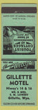 Matchbook Cover - Gillette Motel Gillette WY