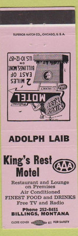 Matchbook Cover - King's Rest Motel Billings MT