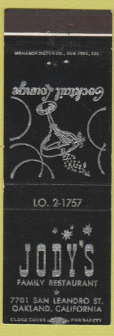 Matchbook Cover - Jody's Family Restaurant Oakland CA