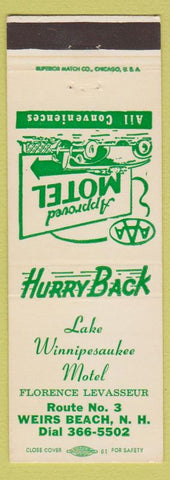 Matchbook Cover - Lake Winnipesaukee Motel Weirs Beach NH