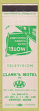 Matchbook Cover - Clark's Motel Newport ME AAA Gerald Clark