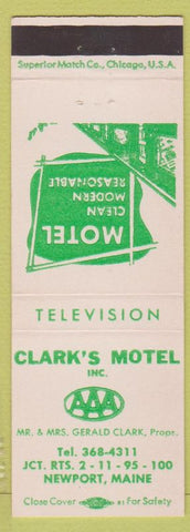 Matchbook Cover - Clark's Motel Newport ME AAA Gerald Clark