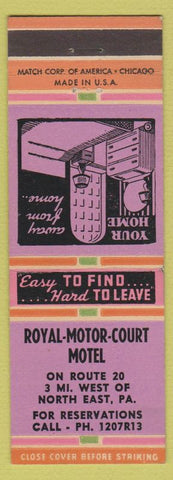 Matchbook Cover - Royal Motor Court Motel North East PA