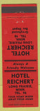 Matchbook Cover - Hotel Reichert Long Prairie MN low phone # Greyhound bus