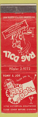 Matchbook Cover - Rag Doll Hollywood CA
