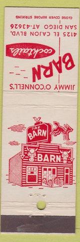 Matchbook Cover - Jimmy O'Connell's Barn San Diego CA