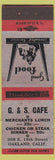 Matchbook Cover - G and S Cafe Oakland CA