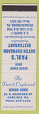 Matchbook Cover - Paul's Dutch Cupboard Carlisle PA Mechanicsburg