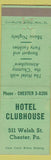 Matchbook Cover - Hotel Clubhouse Chester PA