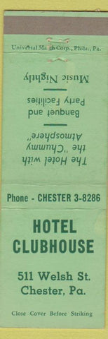 Matchbook Cover - Hotel Clubhouse Chester PA