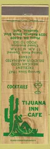 Matchbook Cover - Tijuana Inn Cafe Gardena CA Mexican restaurant