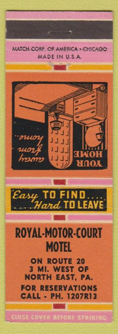 Matchbook Cover - Royal Motor Court Motel North East PA