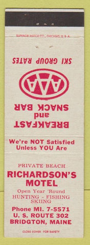Matchbook Cover - Richardson's Motel Bridgton ME AAA