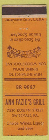 Matchbook Cover - Ann Fazio's Grill Swissvale PA Italian