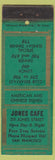 Matchbook Cover - Jones Cafe San Francisco CA Chinese