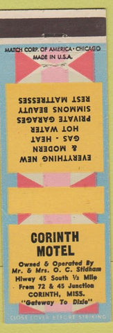 Matchbook Cover - Corinth Motel MS Stidham