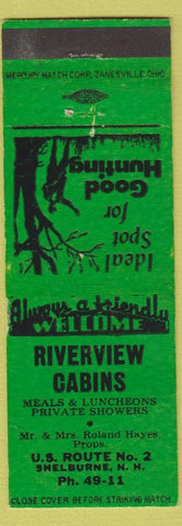 Matchbook Cover - Riverview Cabins Shelburne NH Roland Hayes
