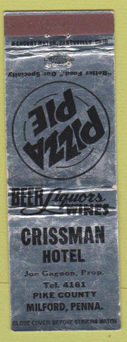 Matchbook Cover - Crissman Hotel Milford PA Pizza WEAR