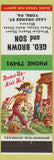 Matchbook Cover - Geo Brown Son Glass York PA hillbilly