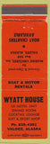 Matchbook Cover - Wyatt House Valdez AK