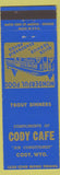 Matchbook Cover - Cody Cafe Cody WY Trout Dinners