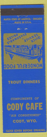 Matchbook Cover - Cody Cafe Cody WY Trout Dinners