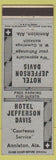 Matchbook Cover - Hotel Jefferson Davis Anniston AL WH Cummings