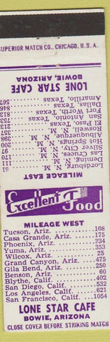 Matchbook Cover - Lone Star Cafe Bowie AZ AAA