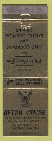 Matchbook Cover - Afton House Flagstaff AZ Route 66 Tropical drinks