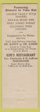Matchbook Cover - Kim's Restaurant Chinese Inglewood CA