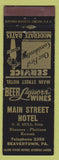 Matchbook Cover - Main Street Hotel Beavertown PA low phone #