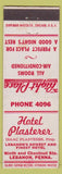 Matchbook Cover - Hotel Plasterer Lebanon PA Isaac Plasterer