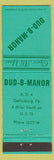 Matchbook Cover - Dub B Manor Gettysburg PA