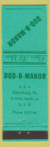 Matchbook Cover - Dub B Manor Gettysburg PA