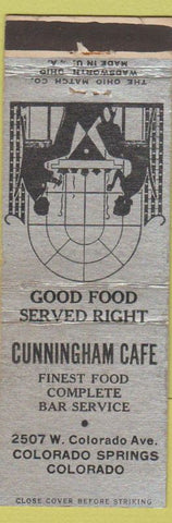 Matchbook Cover - Cunningham Cafe Colorado Springs Colorado